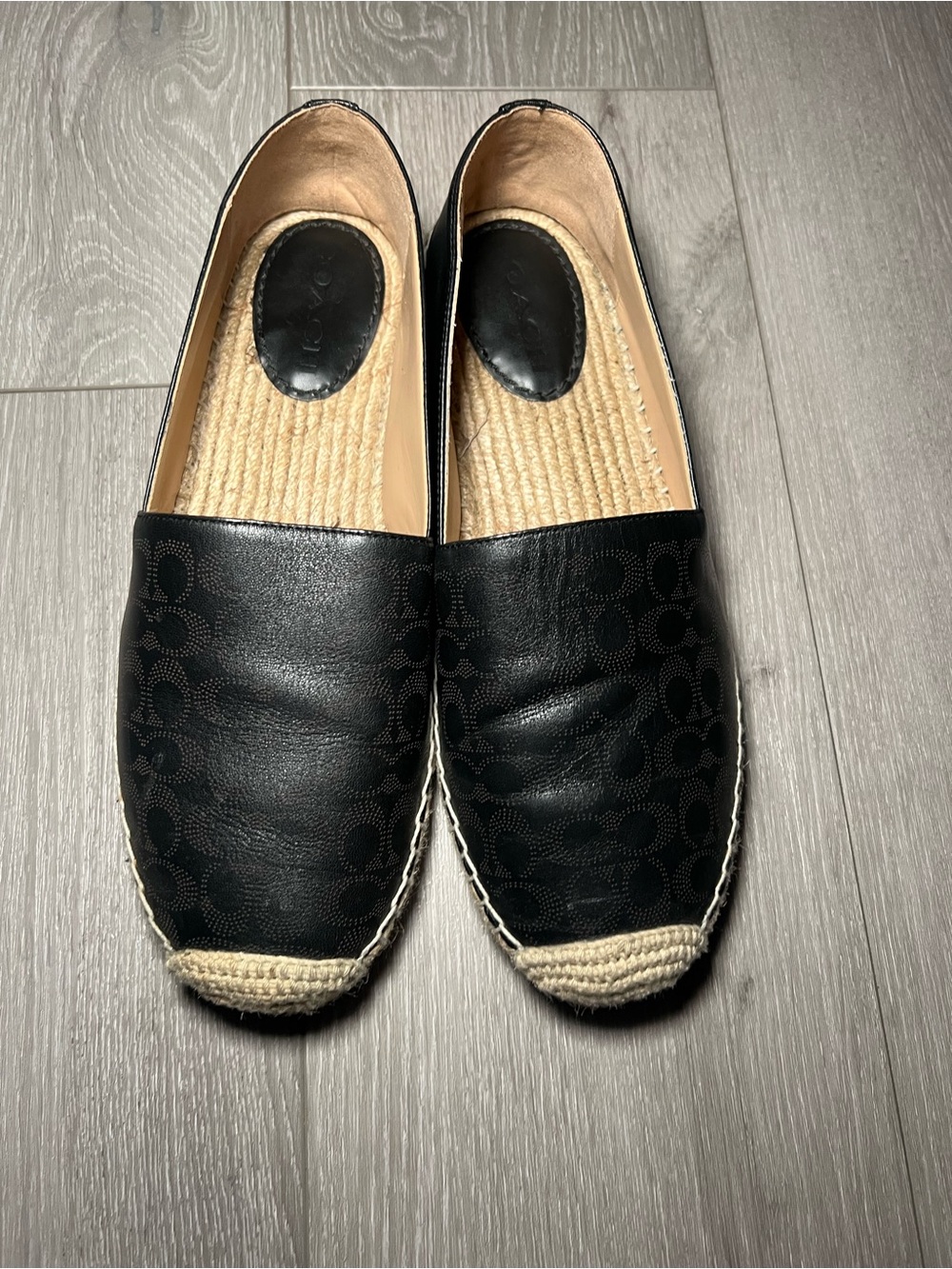 Coach Women’s Black Leather Espadrilles